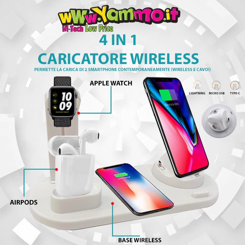 Supporto di ricarica Wireless 4 in 1