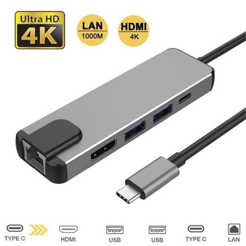 Hub usb-c 5 in 1 lan HDTV