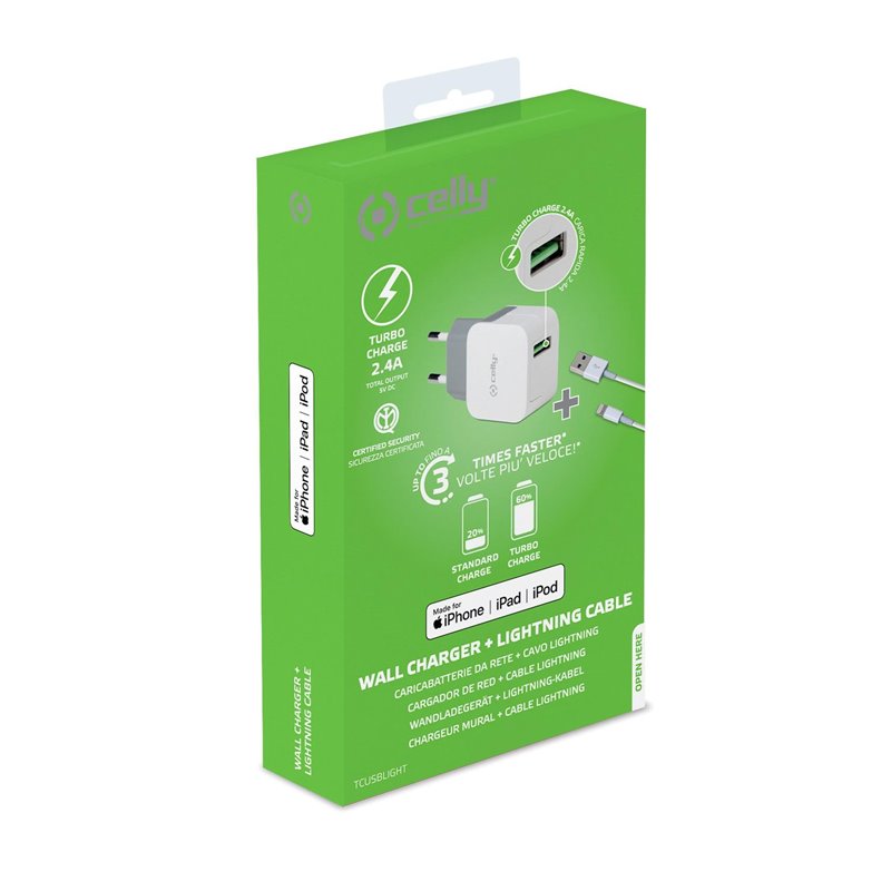 Celly  TCUSBLIGHT Caricabatterie con porta USB 2.4 Ampere/ 12 Watt.