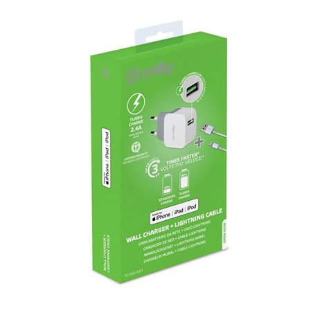 Celly  TCUSBLIGHT Caricabatterie con porta USB 2.4 Ampere/ 12 Watt.