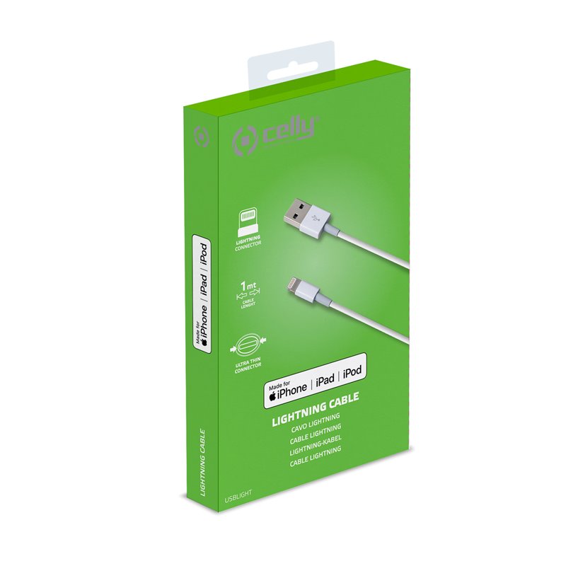 Celly Cavo USB-Lightning con connettore ultra-sottile.