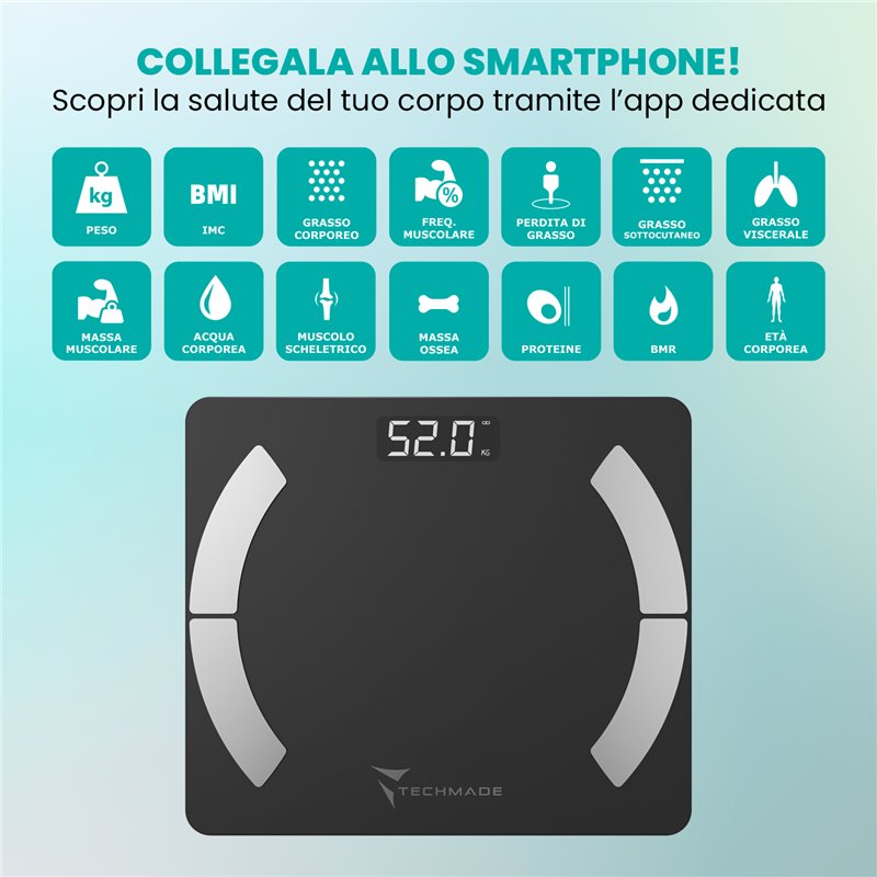 Techmade Bilancia Smart Digitale Wireless TM-SCALE