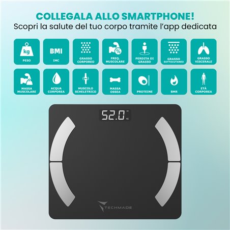 Techmade Bilancia Smart Digitale Wireless TM-SCALE