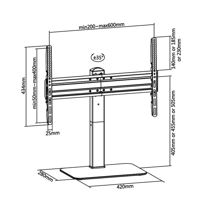 Superior Staffa TV da tavolo da 37" a 70" capacità 40Kg SUPSTV020