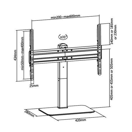Superior Staffa TV da tavolo da 37" a 70" capacità 40Kg SUPSTV020