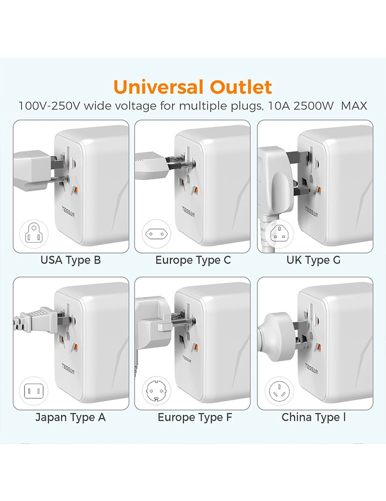 Tessan Adattatore universale da viaggio 4 in 1