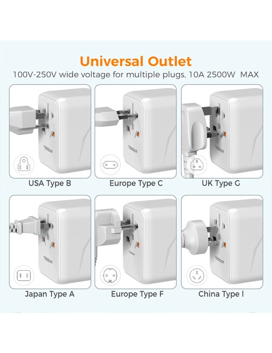 Tessan Adattatore universale da viaggio 4 in 1