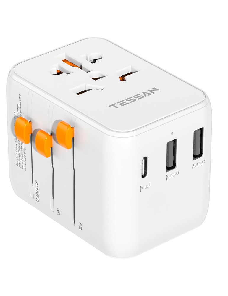 TESSAN Adattatore Presa Inglese, con 3USB e 1USB C 15W, Presa UK con 2 TESSAN Adattatore Presa Inglese, con 3USB e 1USB C 15W, Presa UK con 2