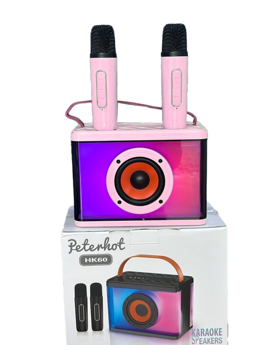 Peterhot HK60 - Cassa Bluetooth LED RGB con 2 microfoni