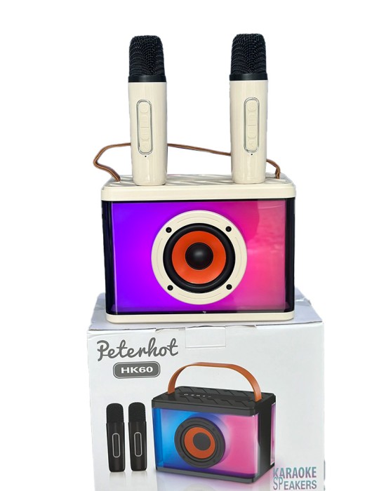 Peterhot HK60 - Cassa Bluetooth LED RGB con 2 microfoni