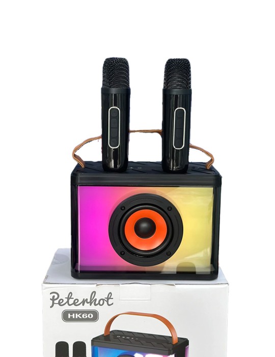 Peterhot HK60 - Cassa Bluetooth LED RGB con 2 microfoni