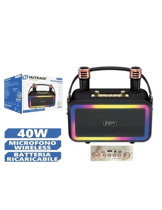 Cassa Amplificata Hutrade SP-21 40W Karaoke Bluetooth Microfono Wireless Trolley