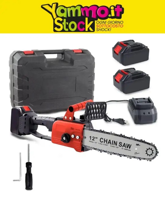 Mini Motosega a Batteria da 12 pollici 108w -  2 batterie incluse
