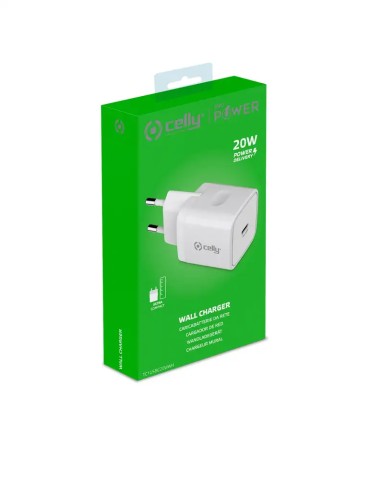 Celly Caricabatterie usb-c 20w bianco compatto 8021735764083