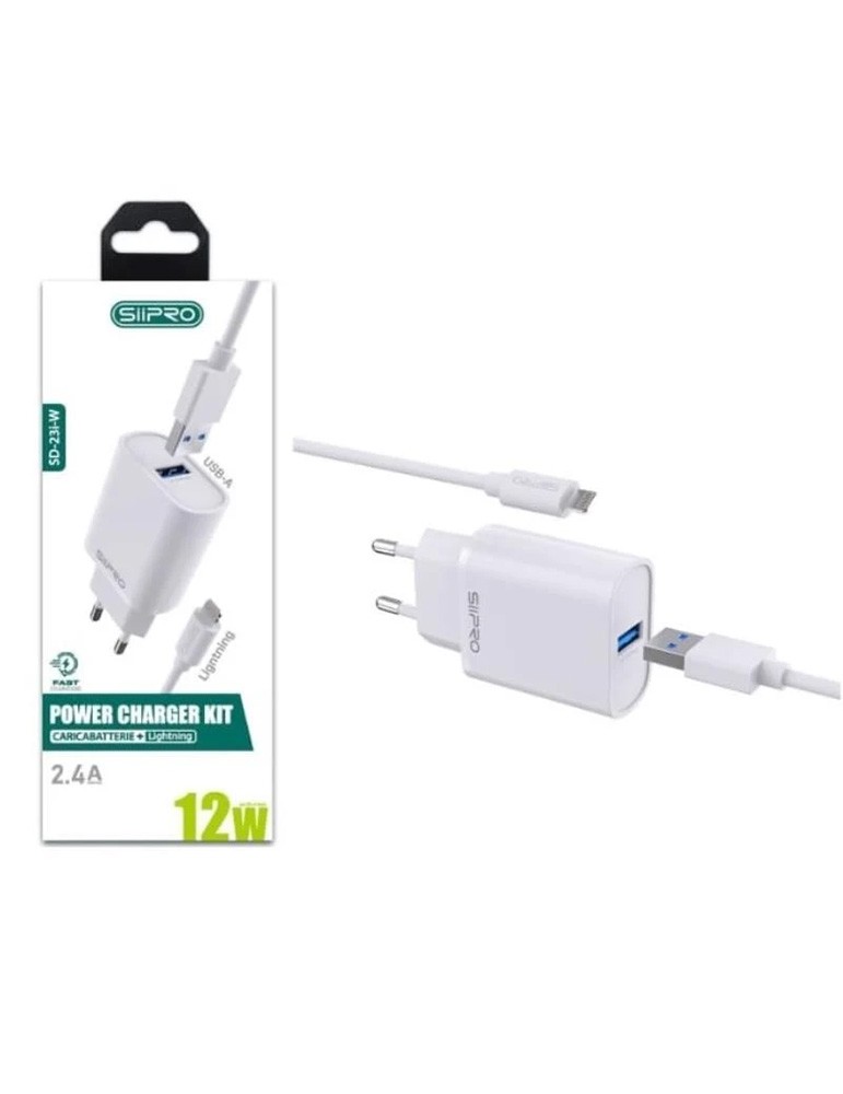 TRAVEL SIIPRO CON UNA PORTA USB DA 2,1A + CAVO Lightning