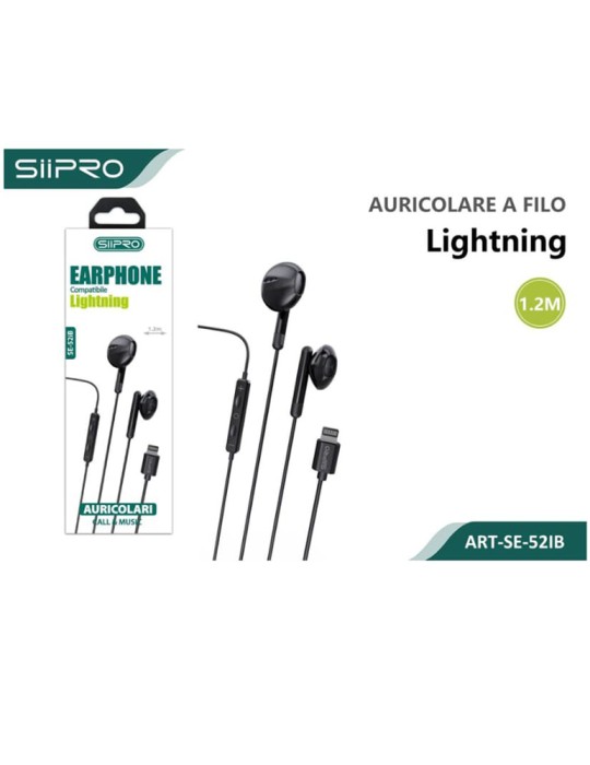 Cuffie Auricolari Lightning con Filo - 1.2 Metri - SIIPRO SE-52IB
