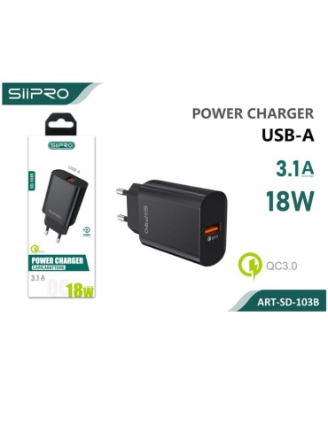 Caricatore Power Charger USB-A - 3.1A - 18W - SIIPRO SD-103B