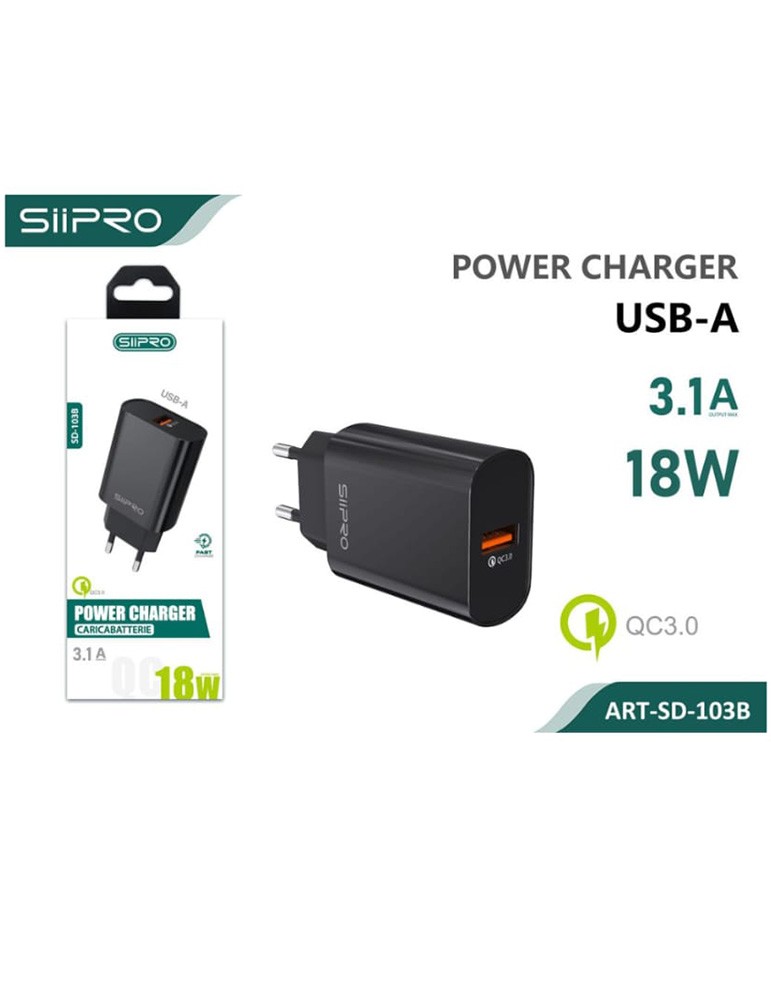 Caricatore Power Charger USB-A - 3.1A - 18W - SIIPRO SD-103B