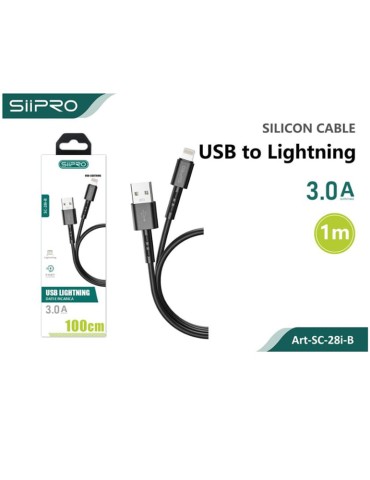 Cavo Dati e Ricarica da  USB-A a Lightning - 3.0A - 1 Metro - SIIPRO SC-28i Nero