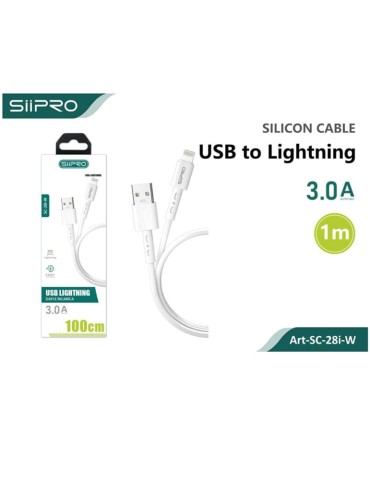 Cavo Dati e Ricarica da  USB-A a Lightning - 3.0A - 1 Metro - SIIPRO SC-28i Bianco
