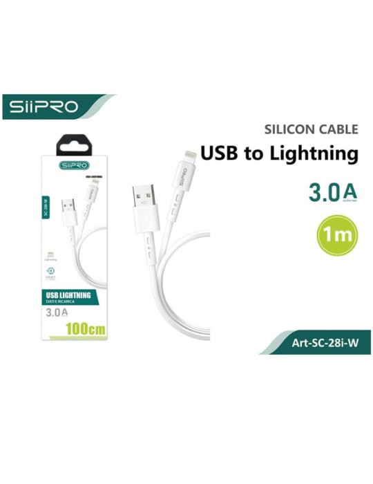 Cavo Dati e Ricarica da  USB-A a Lightning - 3.0A - 1 Metro - SIIPRO SC-28i Bianco