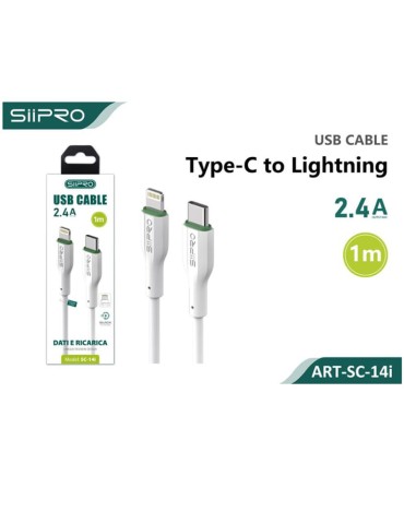Cavo Dati e Ricarica da Type-C a Lightning - 2.4A - 1 Metro - SIIPRO SC-14i