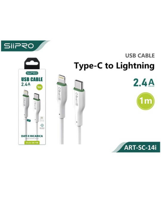 Cavo Dati e Ricarica da Type-C a Lightning - 2.4A - 1 Metro - SIIPRO SC-14i