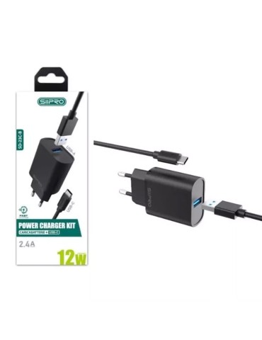 TRAVEL SIIPRO CON UNA PORTA USB DA 2,1A + CAVO USB C NERO SD-23C-N