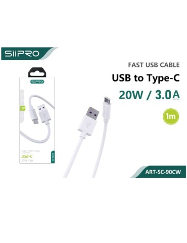 Cavo Fast USB a USB-C - 20W - 3.0A - 1 Metro - SIIPRO SC-90CW