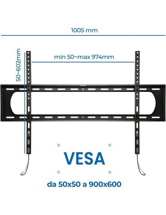 Vultech BTV-T55120LITE Supporto Fisso Staffa da Parete per TV da 55’’ a 120’’ pollici - Max VESA 900x600