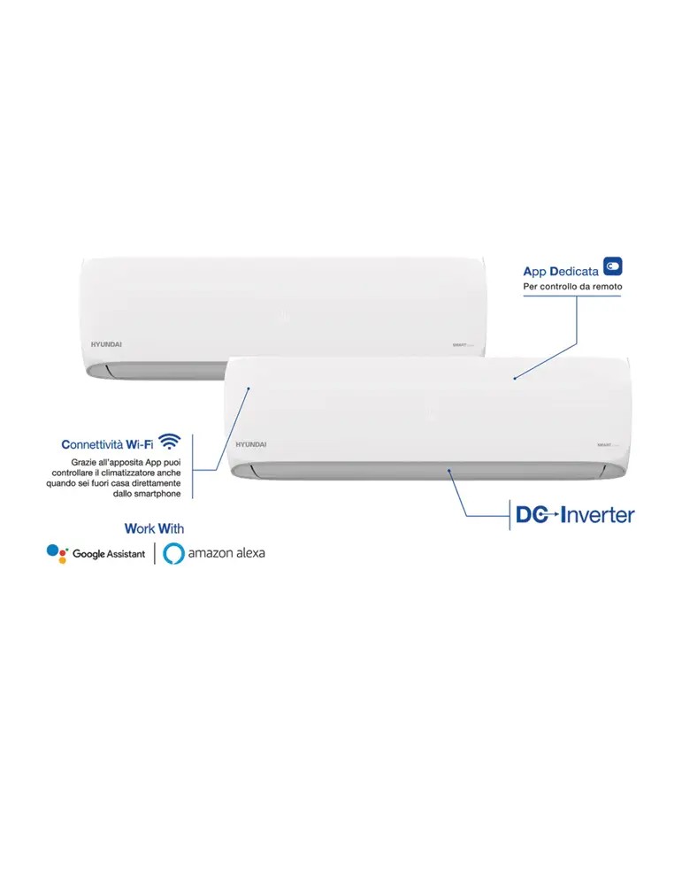 CONDIZIONATORE HYUNDAI DUAL SPLIT 9000+12000 BTU - WSHN-DUAL 093+123 - CLASSE A++/A+