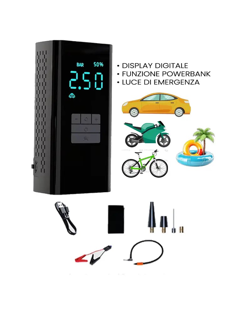 Compressore Portatile Per auto bici e moto