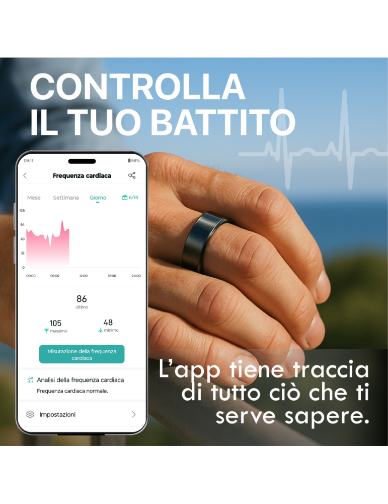 Smart Ring Nexa - Fitness Tracker Bluetooth - per iOS e Android