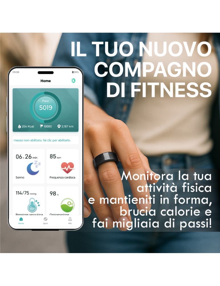 Smart Ring Nexa - Fitness Tracker Bluetooth - per iOS e Android