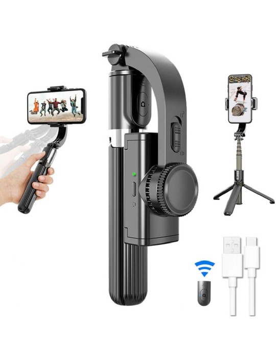 Treppiede Pieghevole - Stabilizzatore Gimbal - Selfie Stick - con Telecomando - Hutrade S6