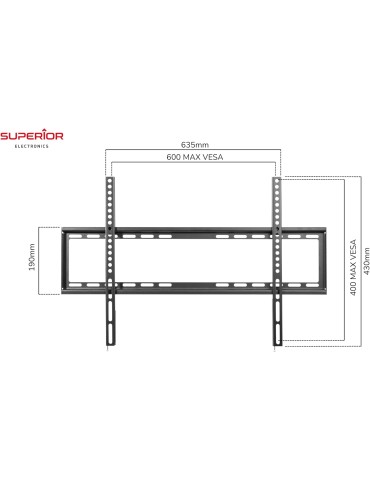 Superior Electronics SUPSTV006 Supporto Tv da Parete Fisso da 37″ a 70″ (EXTRA Slim) Vesa: 200 x 200, 300 x 300, 400 x 200, 400 2