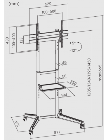 Supporto TV 37-70 PRO da pavimento con ruote - 37-70 Pro Wheeled – SUPSTV022 2