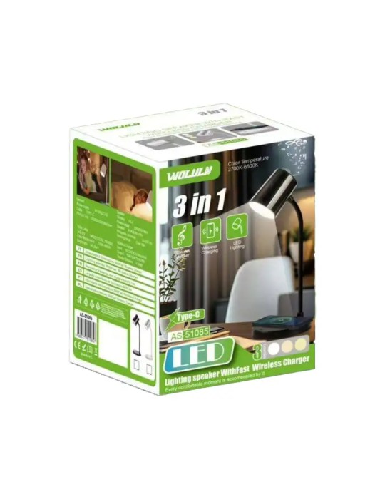 Lampada 3 in 1 con Speaker e Ricarica Wireless