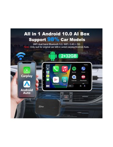 Android Auto Apple Carplay Ai Box 2+32G Wireless Senza Fili 2