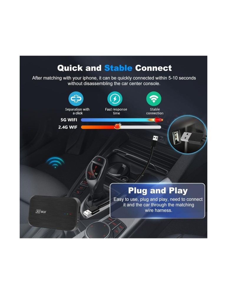 Android Auto Apple Carplay Ai Box 2+32G Wireless Senza Fili