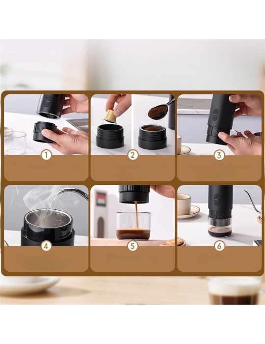 Macchina per caffè espresso portatile, 20 bar, per casa, campeggio, viaggi, ufficio, design compatto, con cavo USB