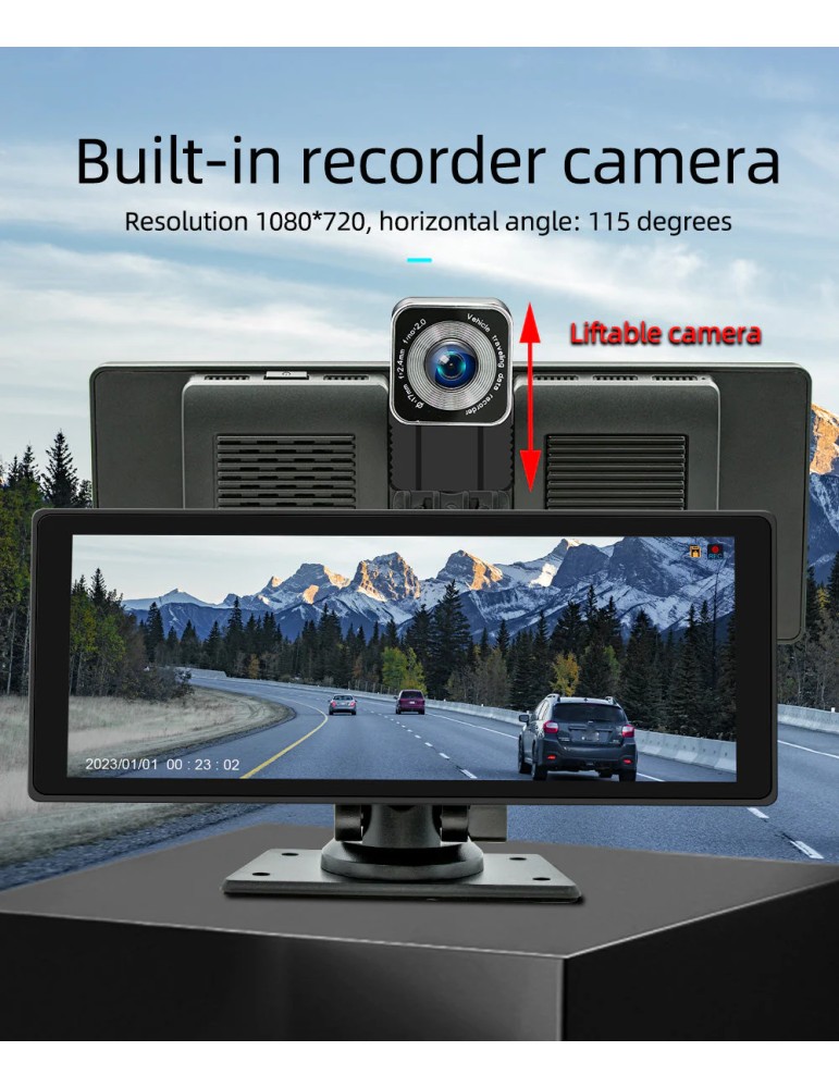 CARPLAY 10.26 pollici | Wireless Bluetooth FM Radio Car MP5 Player AHD Registratore Fotocamera