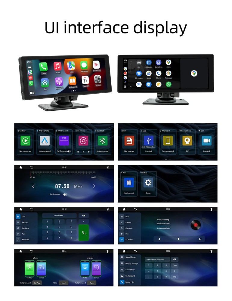 CARPLAY 10.26 pollici | Wireless Bluetooth FM Radio Car MP5 Player AHD Registratore Fotocamera