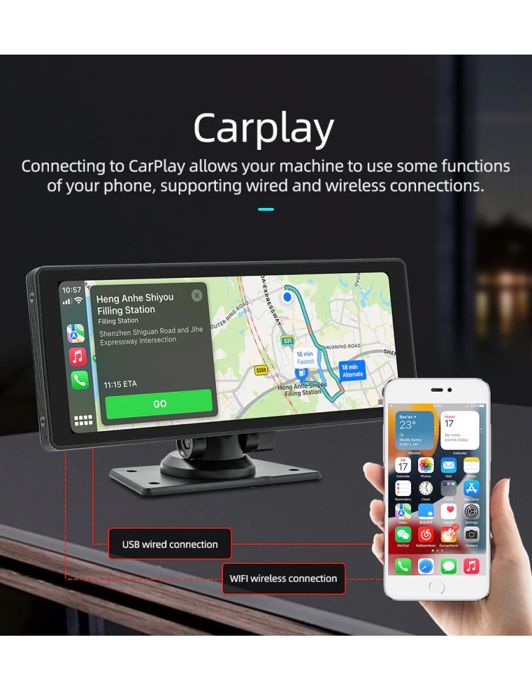 CARPLAY 10.26 pollici | Wireless Bluetooth FM Radio Car MP5 Player AHD Registratore Fotocamera