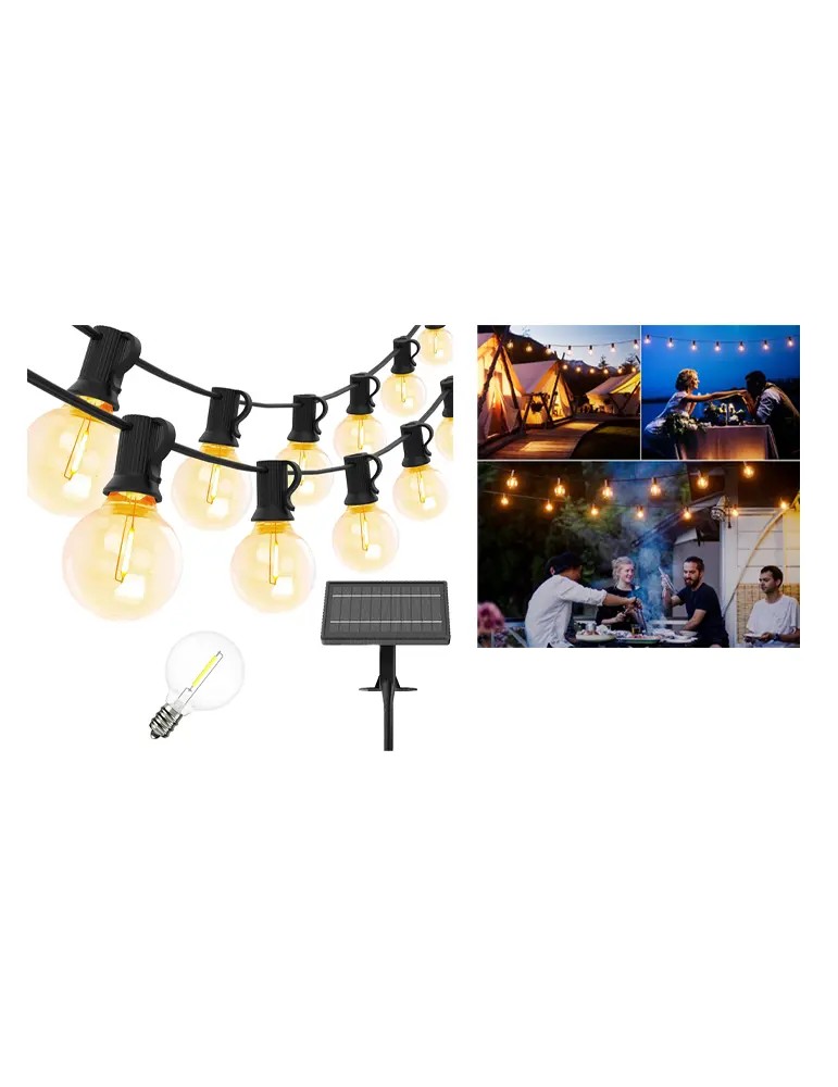CATENA DI LUCI SOLARI DA ESTERNO - 6 metri 20 lampadine