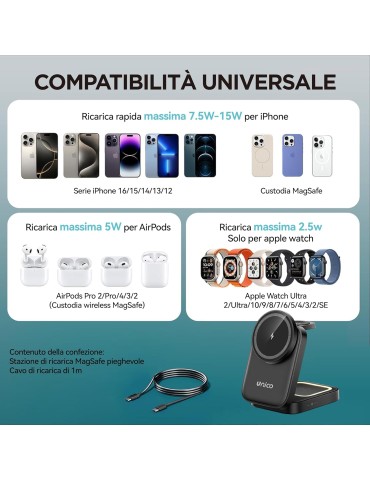 UNICO Caricatore Wireless 3 in 1 per iPhone 15W 2
