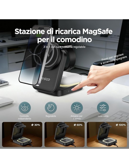 UNICO Caricatore Wireless 3 in 1 per iPhone 15W