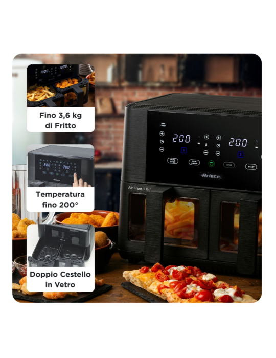 ARIETE FRIGGITRICE AD ARIA 9L DOPPIA CON CESTELLO TRASPARENTE