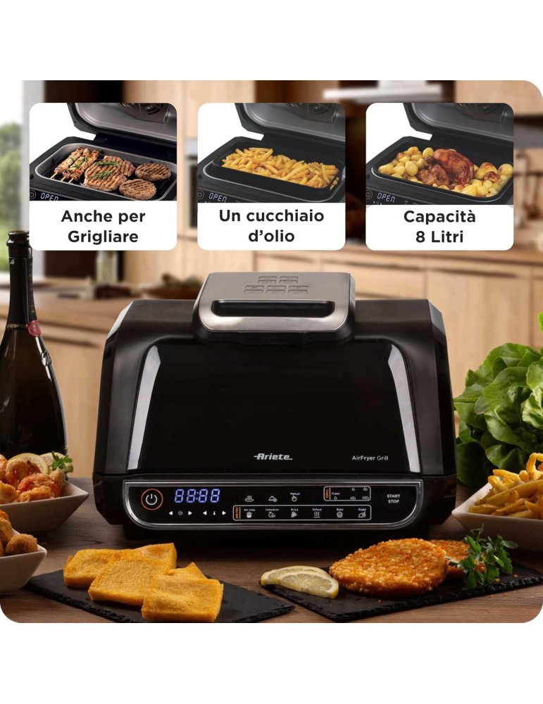 Ariete Friggitrice ad aria e Griglia Bistecchiera 1700W