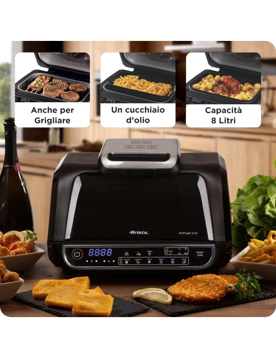 Ariete Friggitrice ad aria e Griglia Bistecchiera 1700W